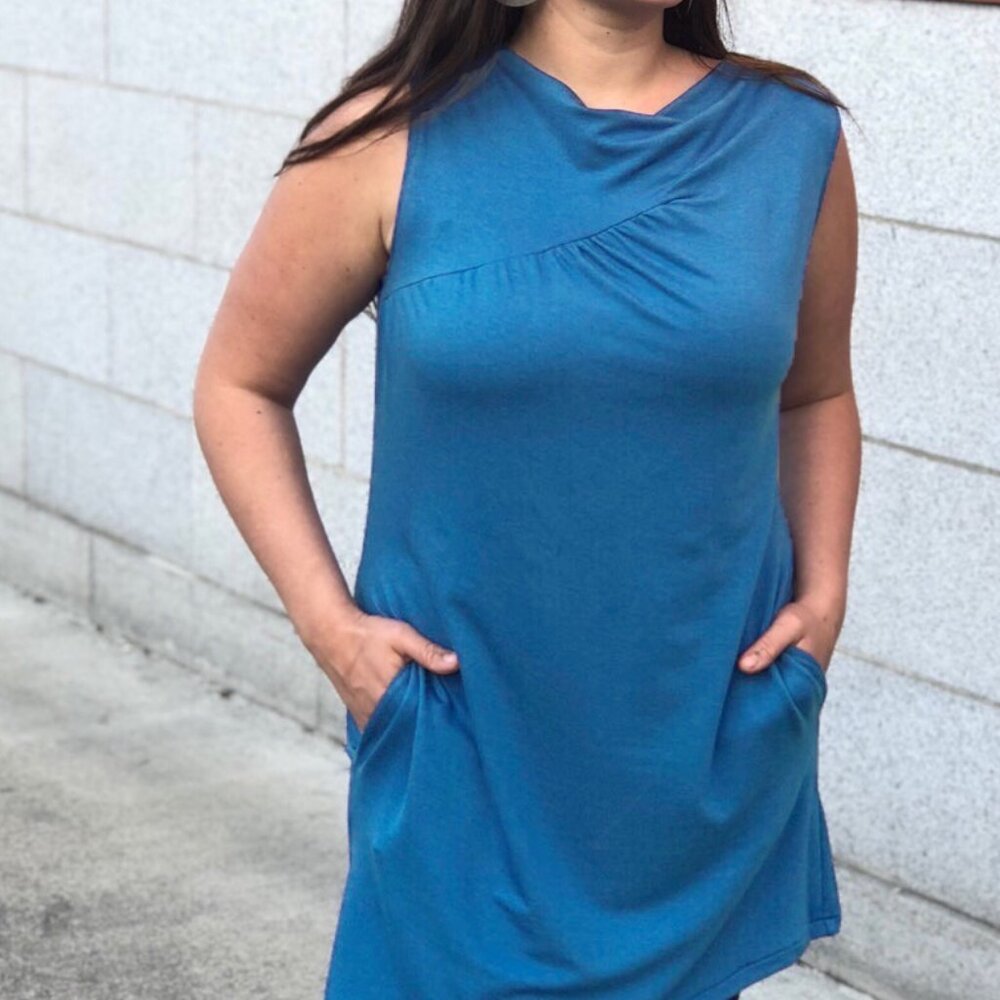Slate Blue Sleeveless Callie Tunic Bamboo Fabric with Pockets